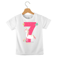 short sleeve t-shirt birthday girl unicorn