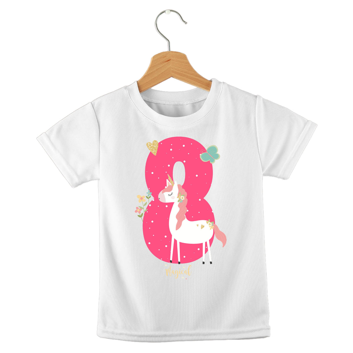 Personalized kids birthday t-shirt – birthday girl unicorn design | myartworkplate.com – full set