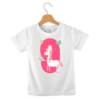 short sleeve t-shirt birthday girl unicorn
