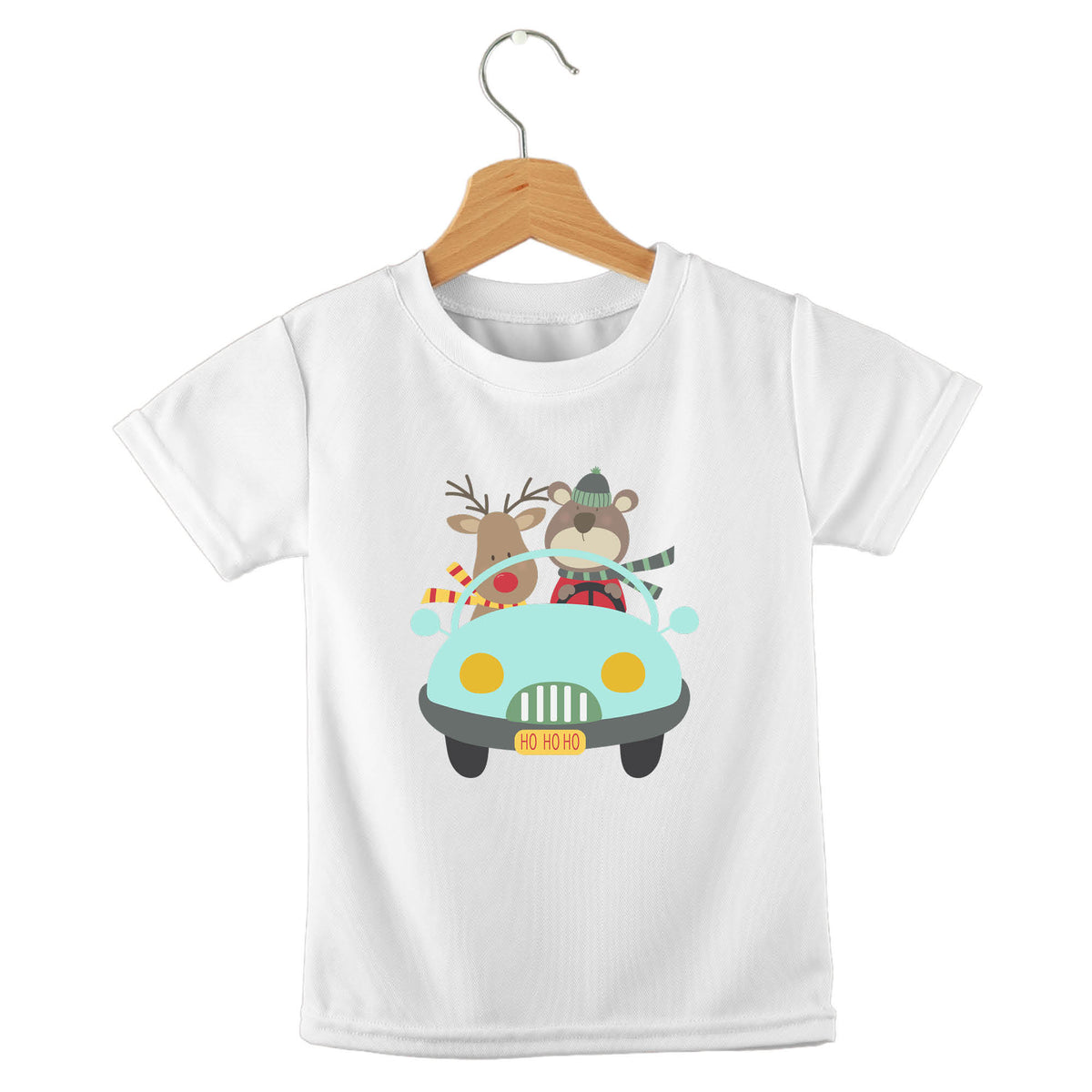 Personalized kids birthday t-shirt – Christmas cars festive design | myartworkplate.com – front view