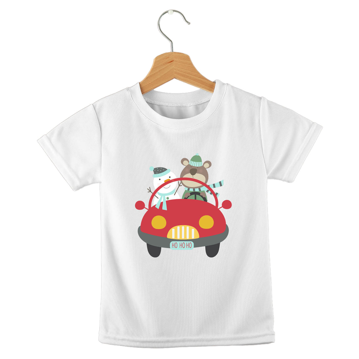 Personalized kids birthday t-shirt – Christmas cars festive design | myartworkplate.com – side angle