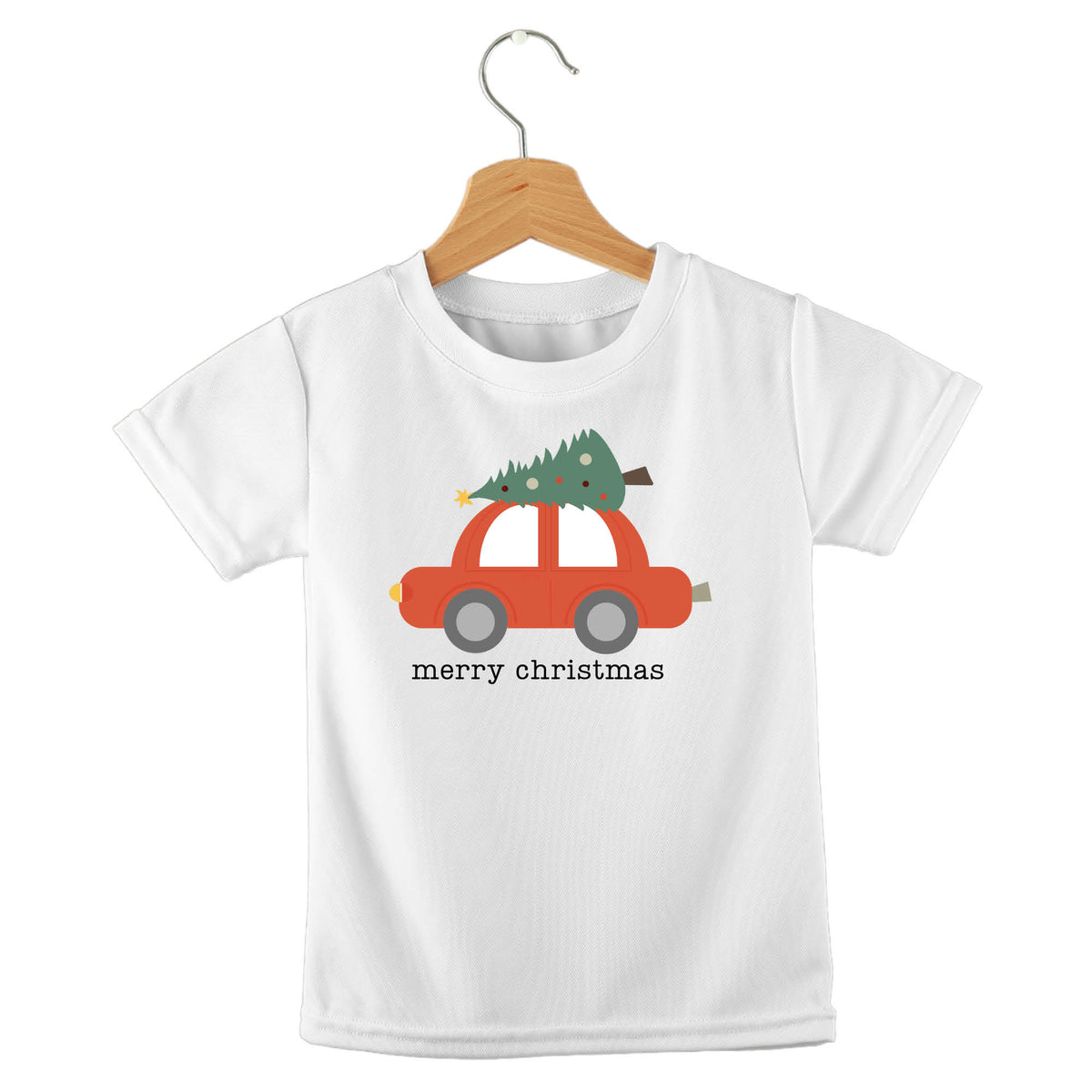 Personalized kids birthday t-shirt – Christmas tree festive design | myartworkplate.com – front view