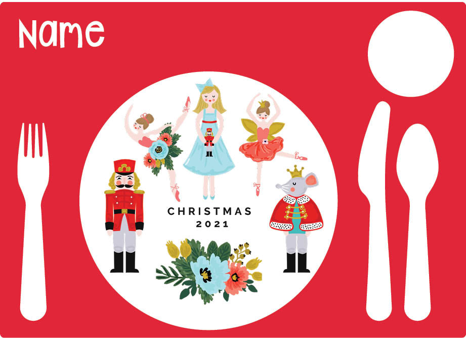 Personalized kids placemat – Christmas nutcracker design | myartworkplate.com
