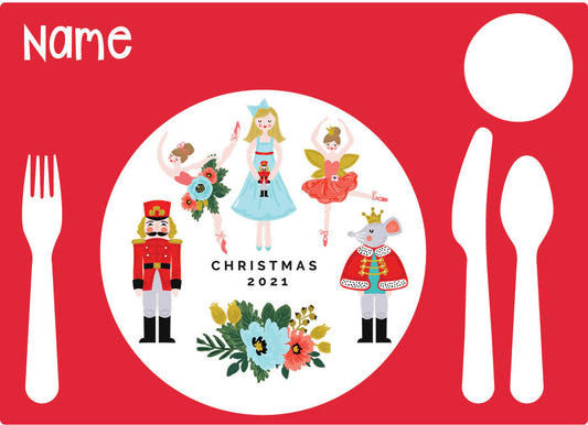 Personalized kids placemat – Christmas nutcracker design | myartworkplate.com