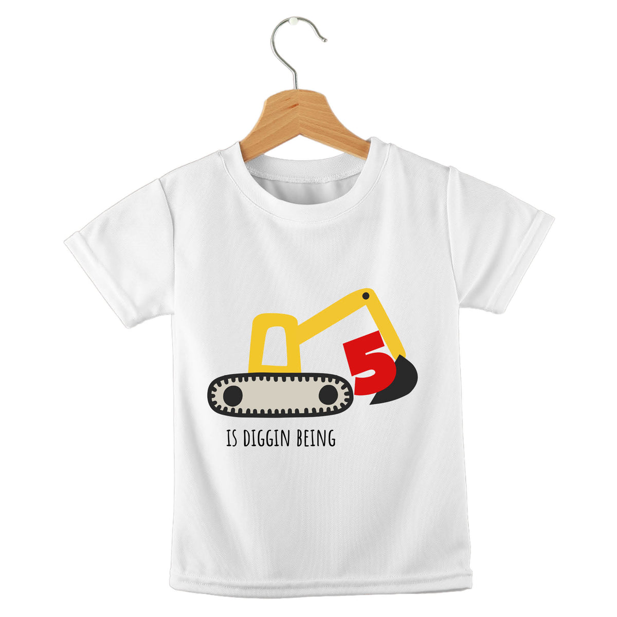 Personalized kids birthday t-shirt – diggin it construction design | myartworkplate.com – size guide