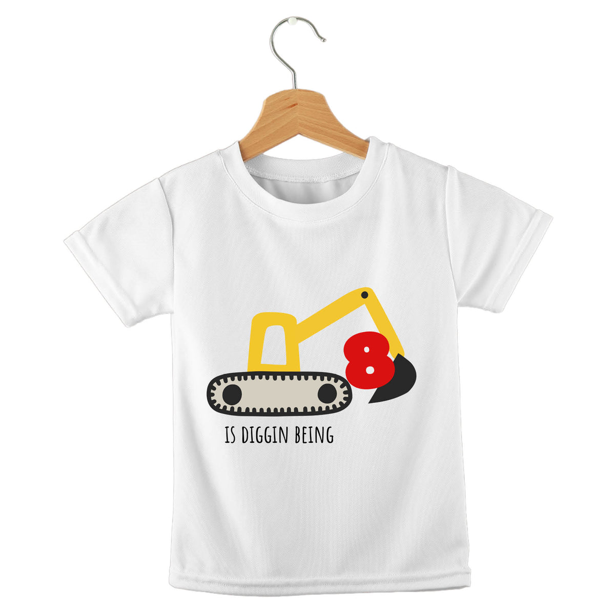 Personalized kids birthday t-shirt – diggin it construction design | myartworkplate.com – full set
