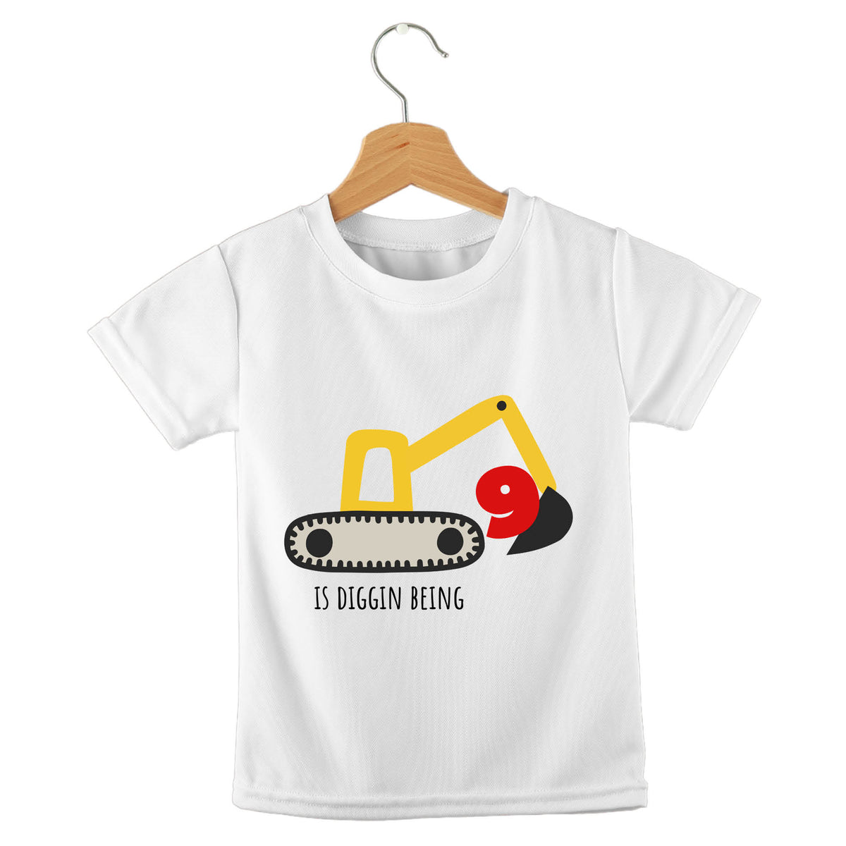 Personalized kids birthday t-shirt – diggin it construction design | myartworkplate.com – name example