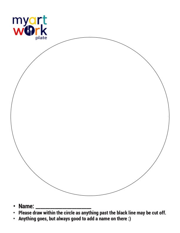 Personalized kids plate – custom kids artwork or drawing upload | myartworkplate.com – front view