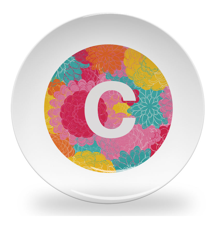 Personalized kids plate – flower alphabet learning design for girls | myartworkplate.com – lifestyle shot