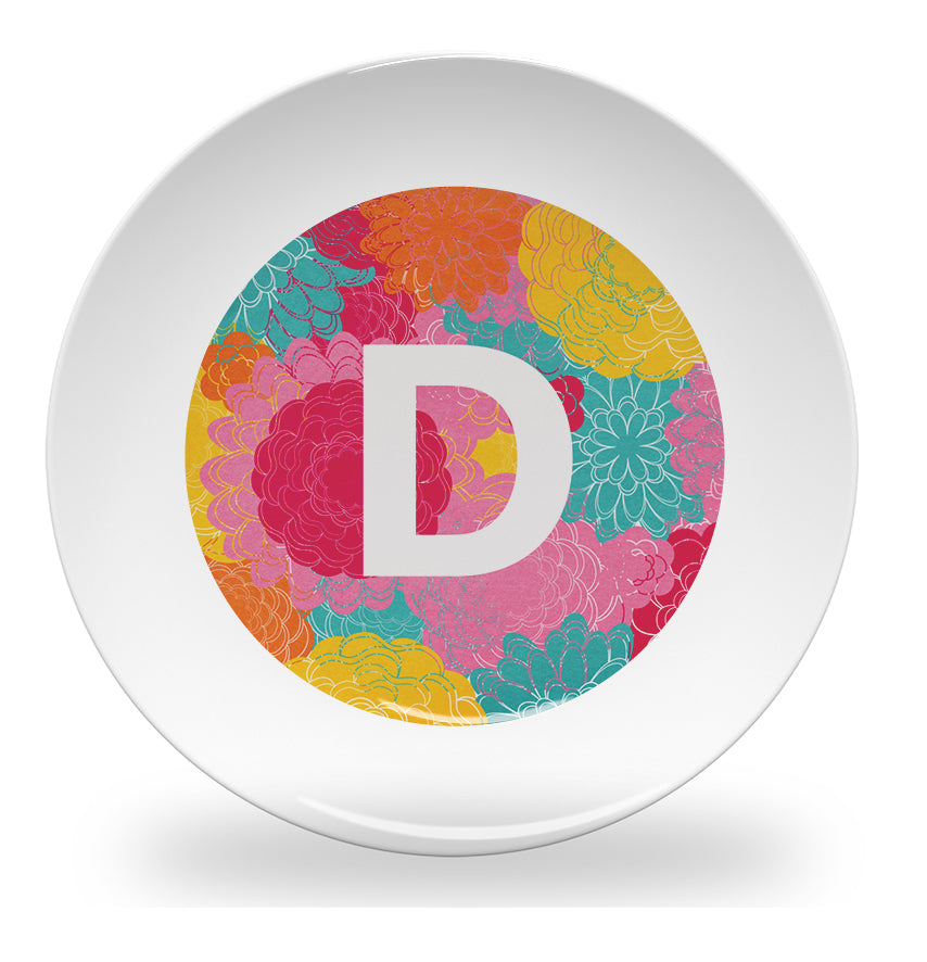 Personalized kids plate – flower alphabet learning design for girls | myartworkplate.com – size guide