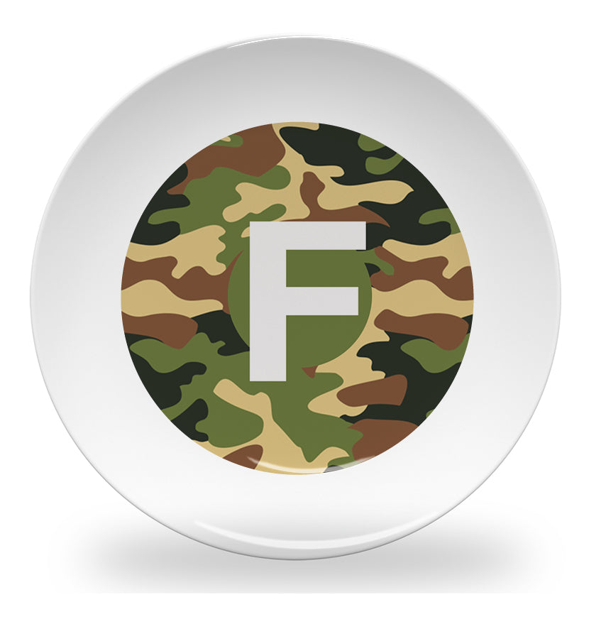 plate - my design - alphabet green camouflage