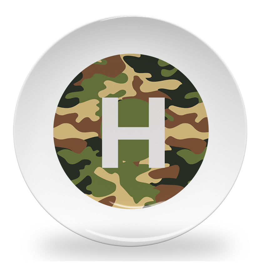 plate - my design - alphabet green camouflage