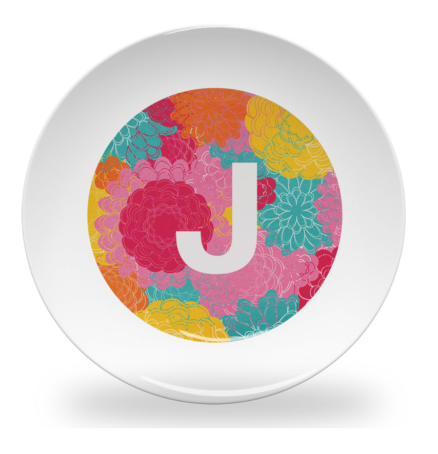 plate - my design - flower alphabet