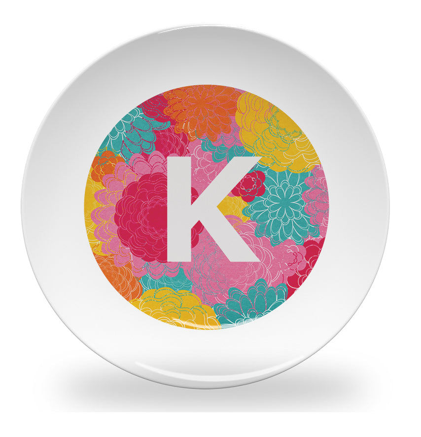 plate - my design - flower alphabet