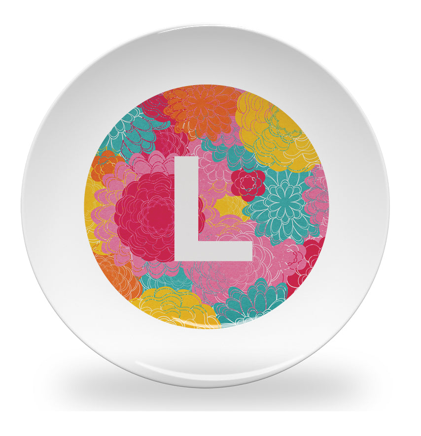 plate - my design - flower alphabet