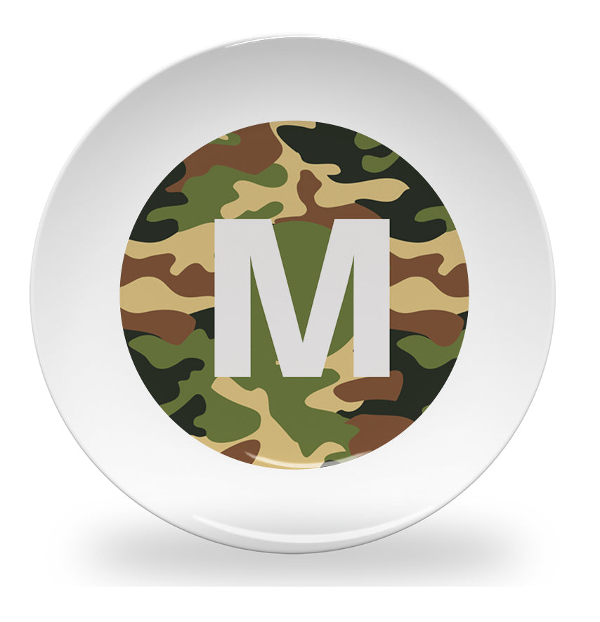 plate - my design - alphabet green camouflage