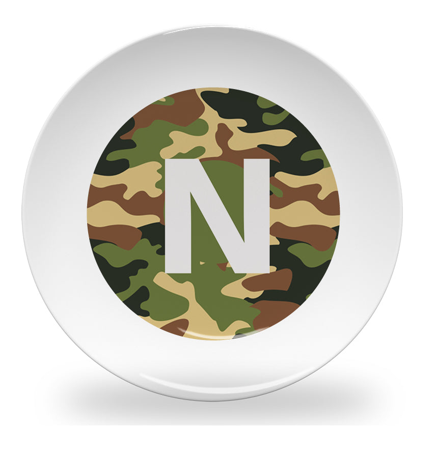 plate - my design - alphabet green camouflage