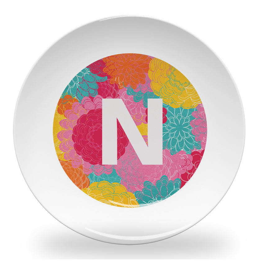 plate - my design - flower alphabet