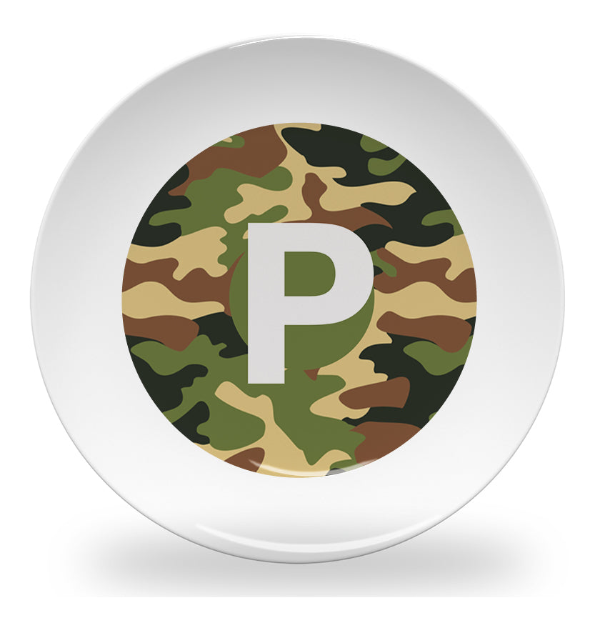 plate - my design - alphabet green camouflage