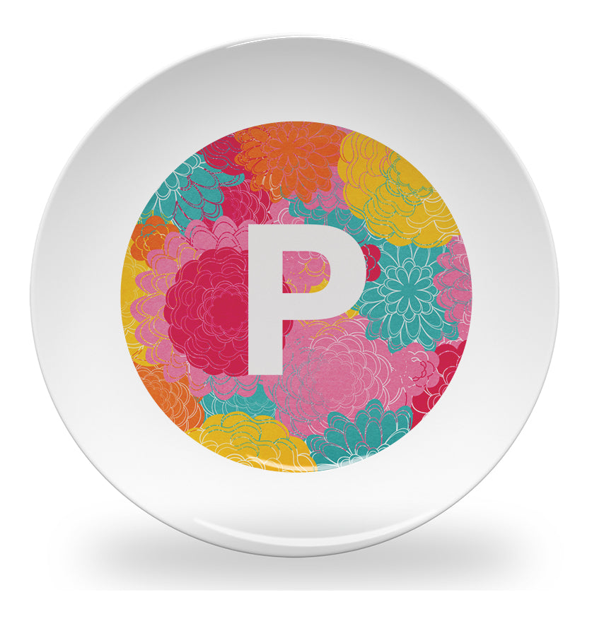 plate - my design - flower alphabet