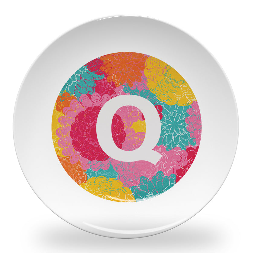 plate - my design - flower alphabet