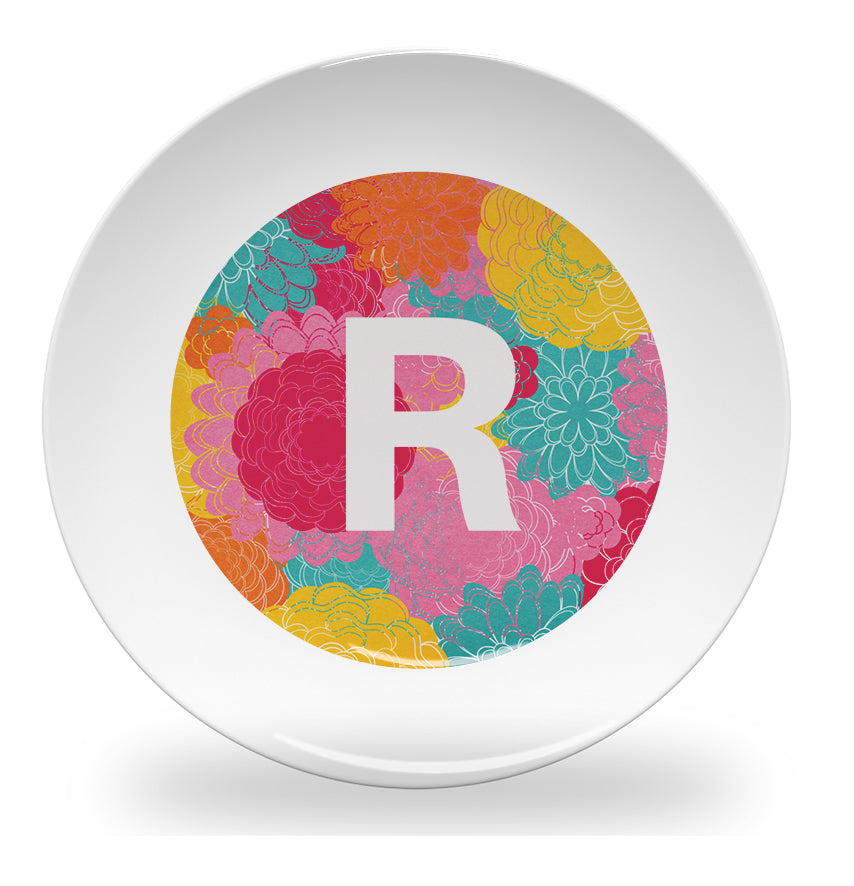 plate - my design - flower alphabet