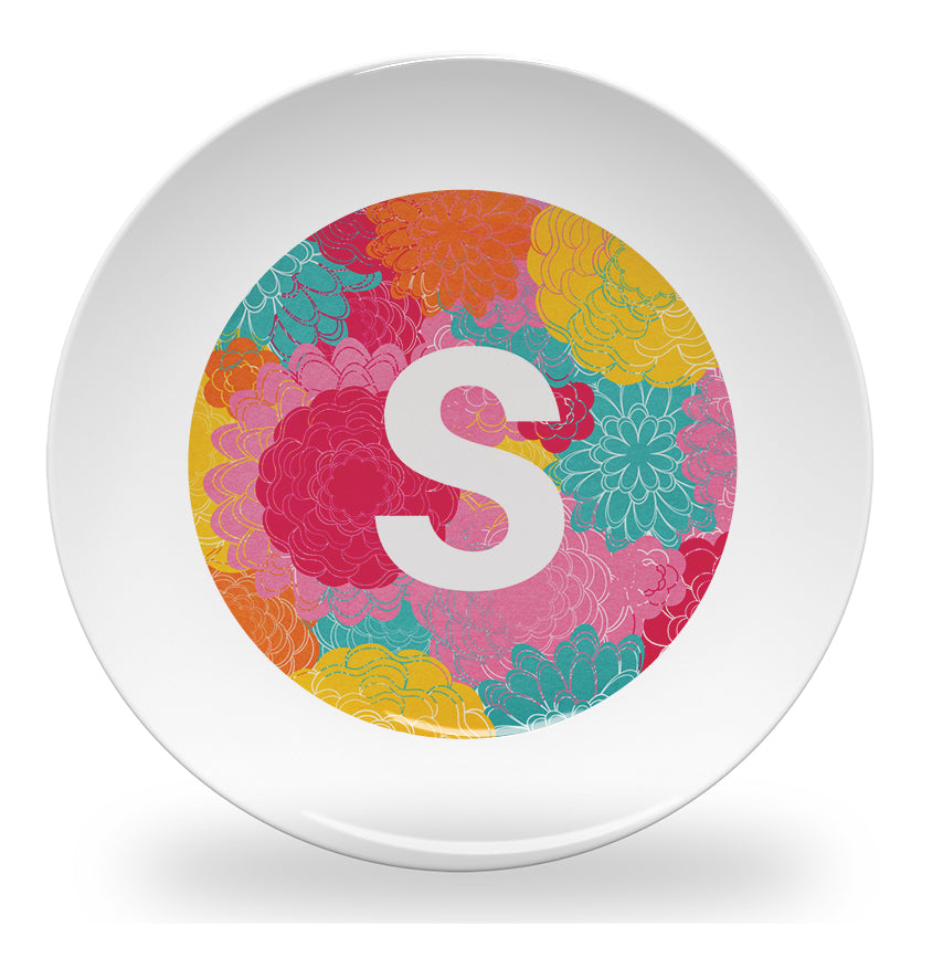 plate - my design - flower alphabet