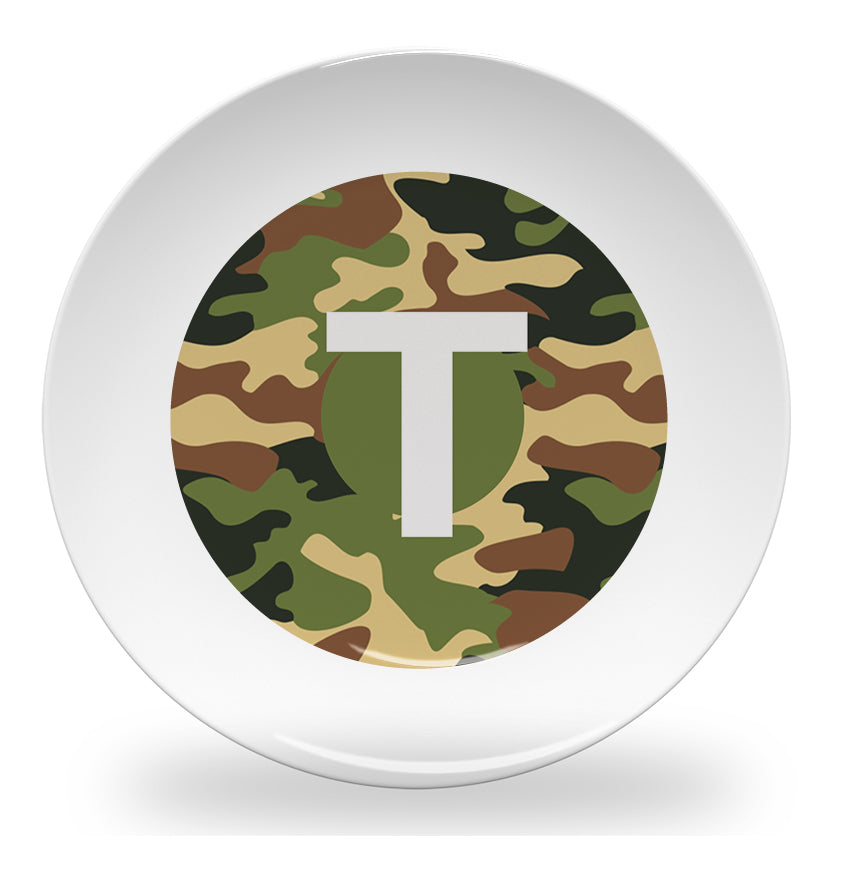 plate - my design - alphabet green camouflage