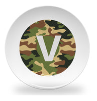 plate - my design - alphabet green camouflage