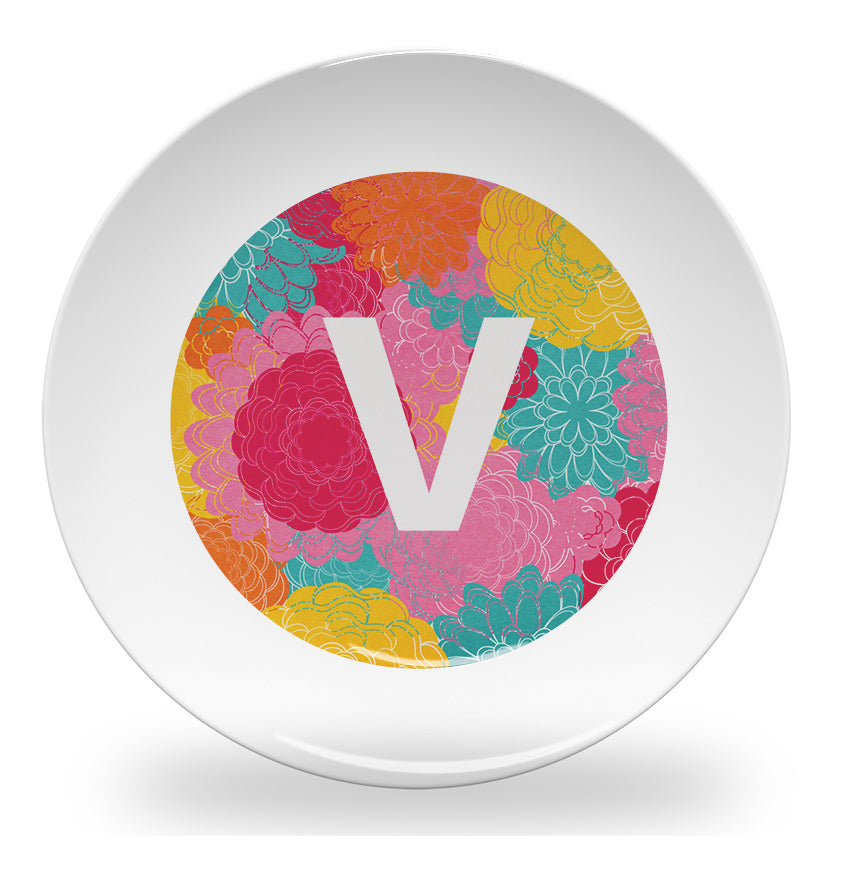 plate - my design - flower alphabet