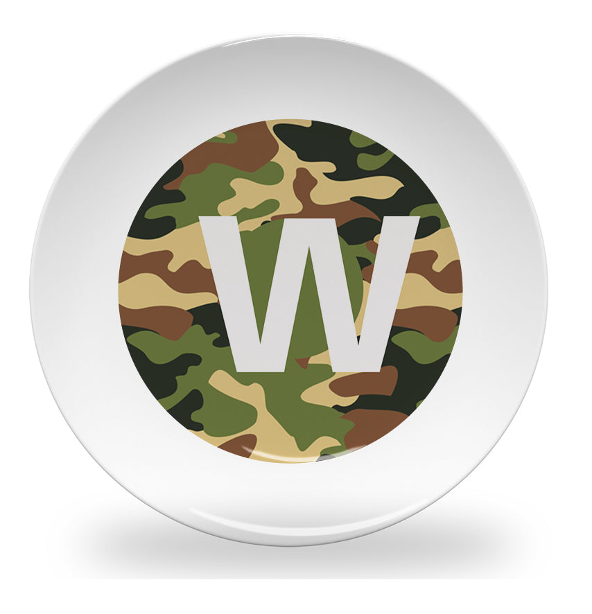 plate - my design - alphabet green camouflage