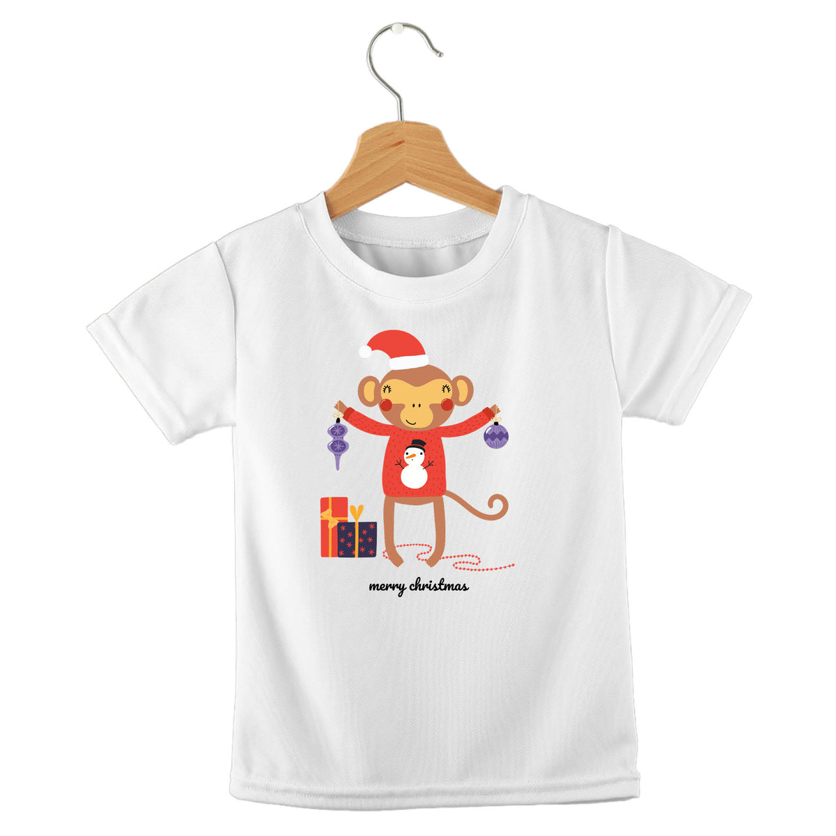 Personalized kids birthday t-shirt – merry Christmas animals design | myartworkplate.com – front view