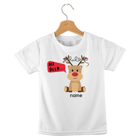 Personalized kids birthday t-shirt – Christmas oh deer reindeer design | myartworkplate.com