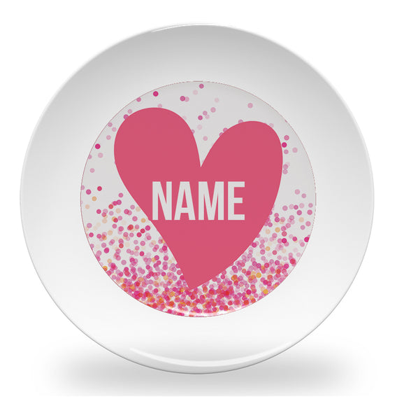 plate - my design - pink confetti heart