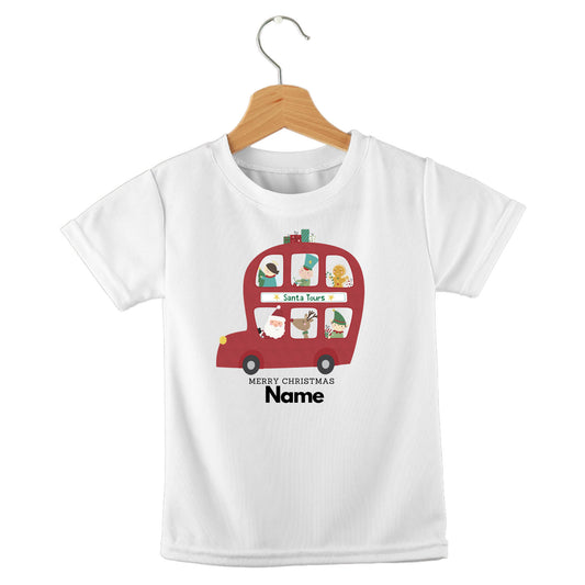Personalized kids birthday t-shirt – Santa bus Christmas design | myartworkplate.com