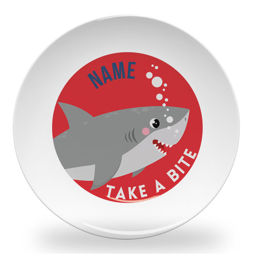 Personalized kids plate – take a bite fun kids design | myartworkplate.com