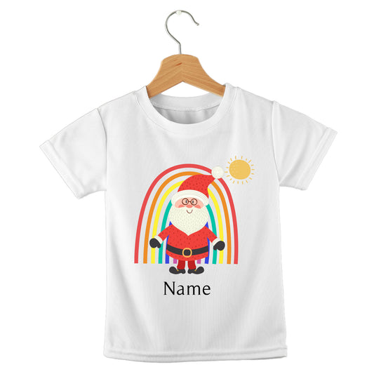 Personalized kids birthday t-shirt – Christmas rainbow Santa design | myartworkplate.com