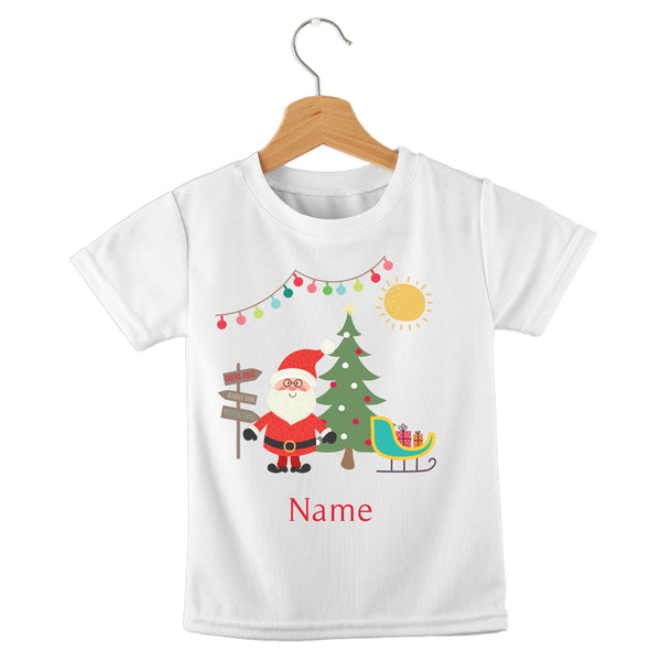 short sleeve t-shirt christmas santas sleigh