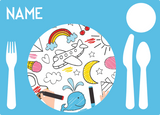Personalized kids placemat – custom artwork center circle design | myartworkplate.com