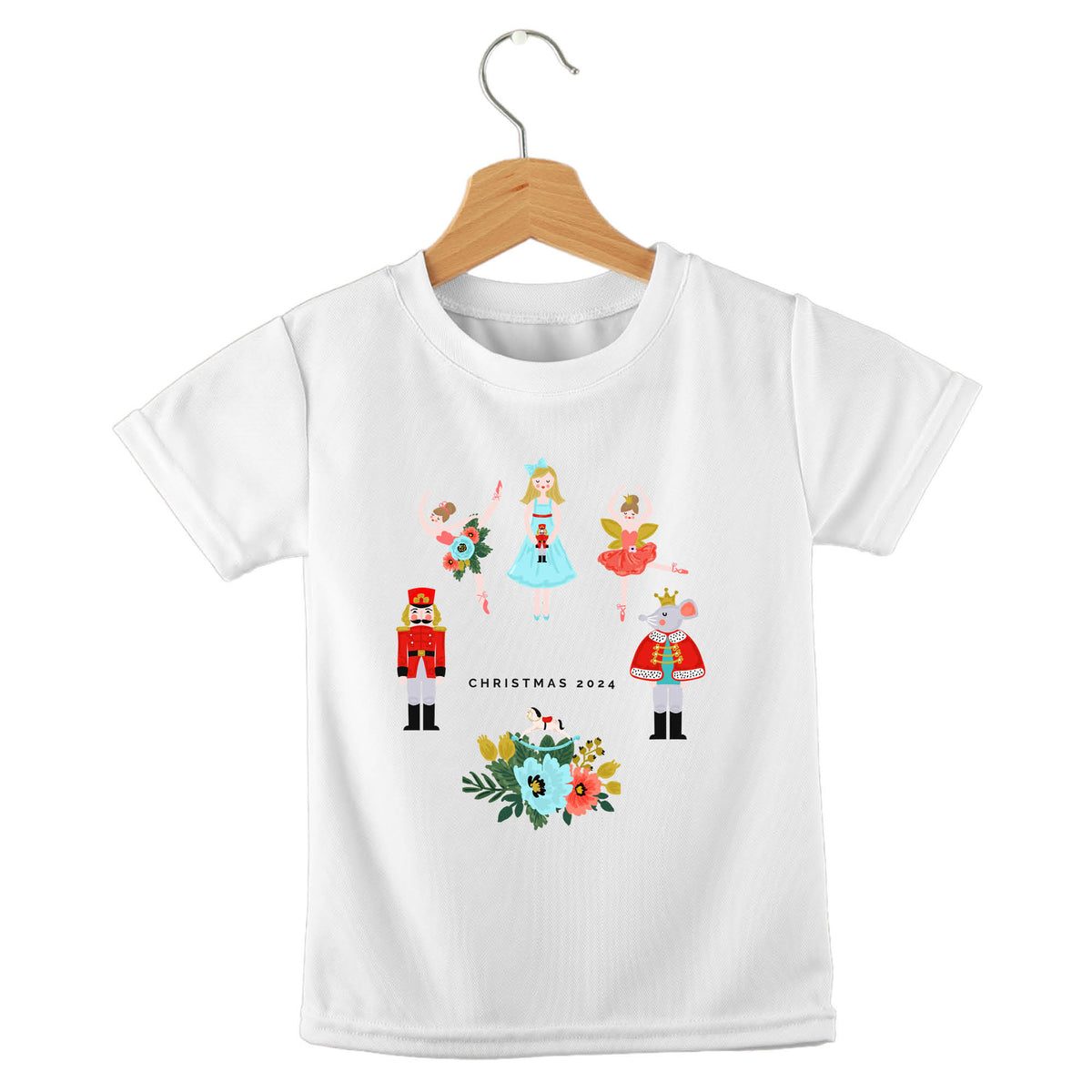 Personalized kids birthday t-shirt – Christmas nutcracker 2024 design | myartworkplate.com – front view