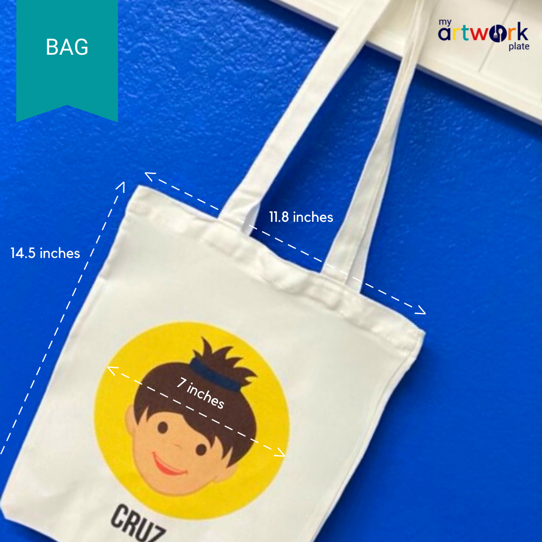 Personalized kids tote bag – fun animal face – choose your favourite animal | myartworkplate.com – side angle