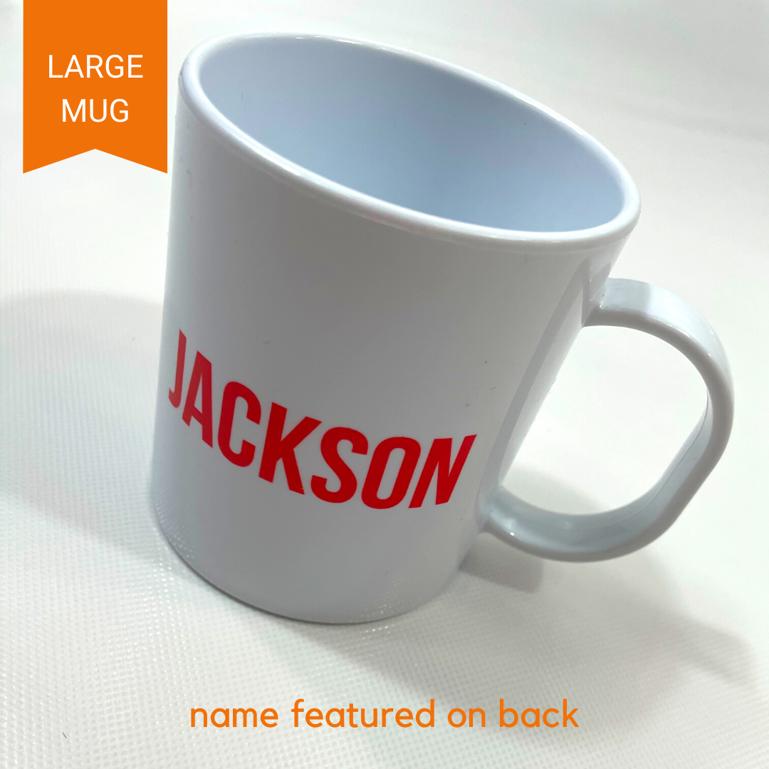 Personalized 11oz kids mug – personalised boy face with custom name | myartworkplate.com – side angle