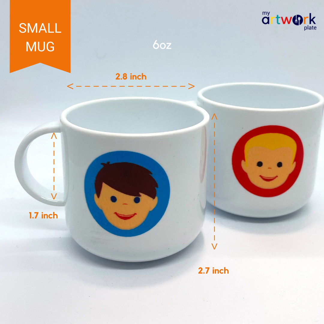 Personalized 11oz kids mug – fun animal face – choose your favourite animal | myartworkplate.com – full set