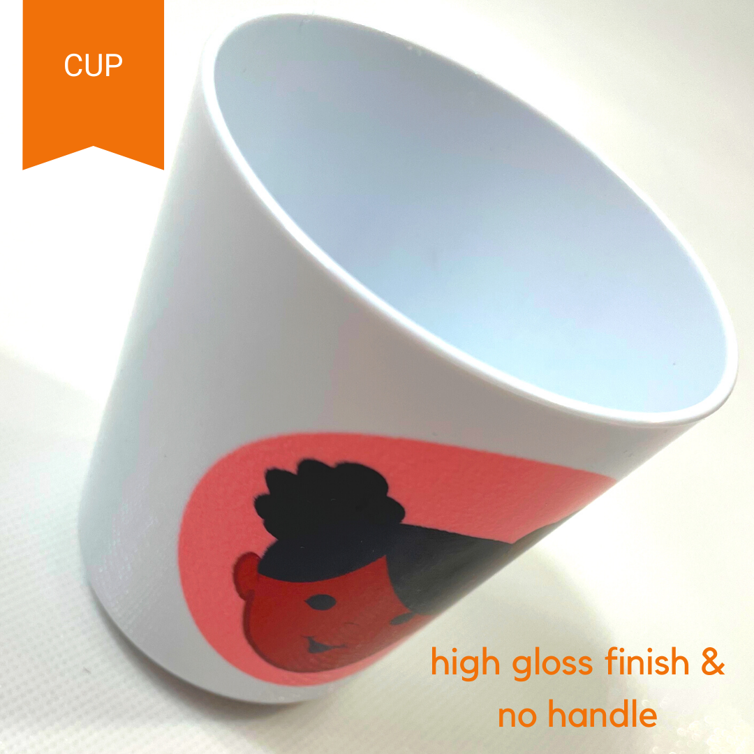 Personalized 8oz kids cup – personalised boy face with custom name | myartworkplate.com – detail close-up