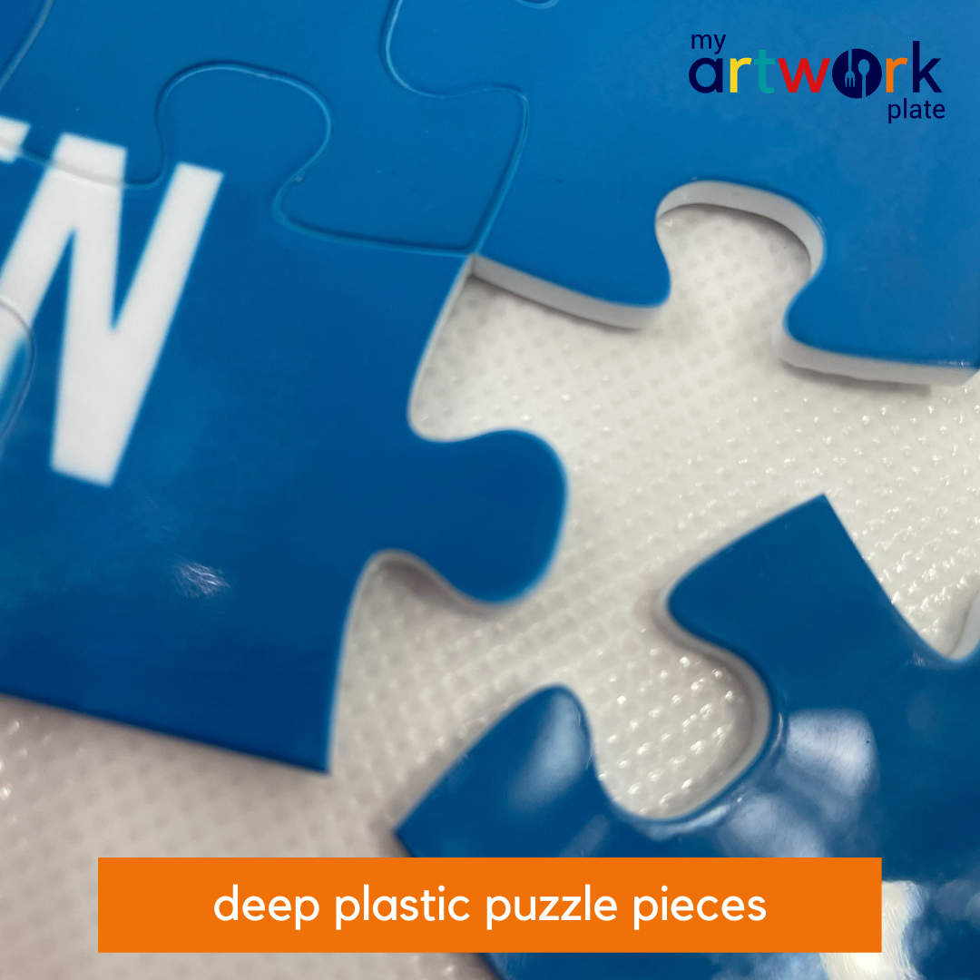 Personalized 25-piece kids jigsaw puzzle – personalised boy face with custom name | myartworkplate.com – side angle