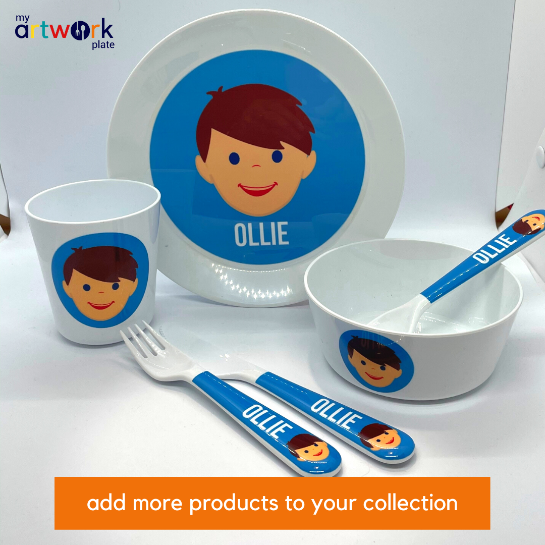 Personalized kids plate – fun animal face – choose your favourite animal | myartworkplate.com – full set