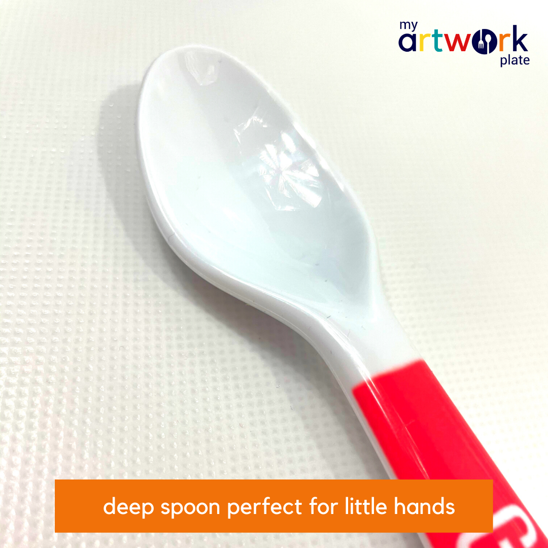 Personalized kids utensil set – personalised boy face with custom name | myartworkplate.com – size guide