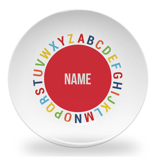 Personalized kids plate – alphabet circle learning design | myartworkplate.com