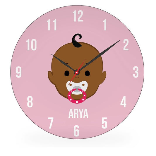 Personalized kids wall clock – personalised baby face with custom name | myartworkplate.com