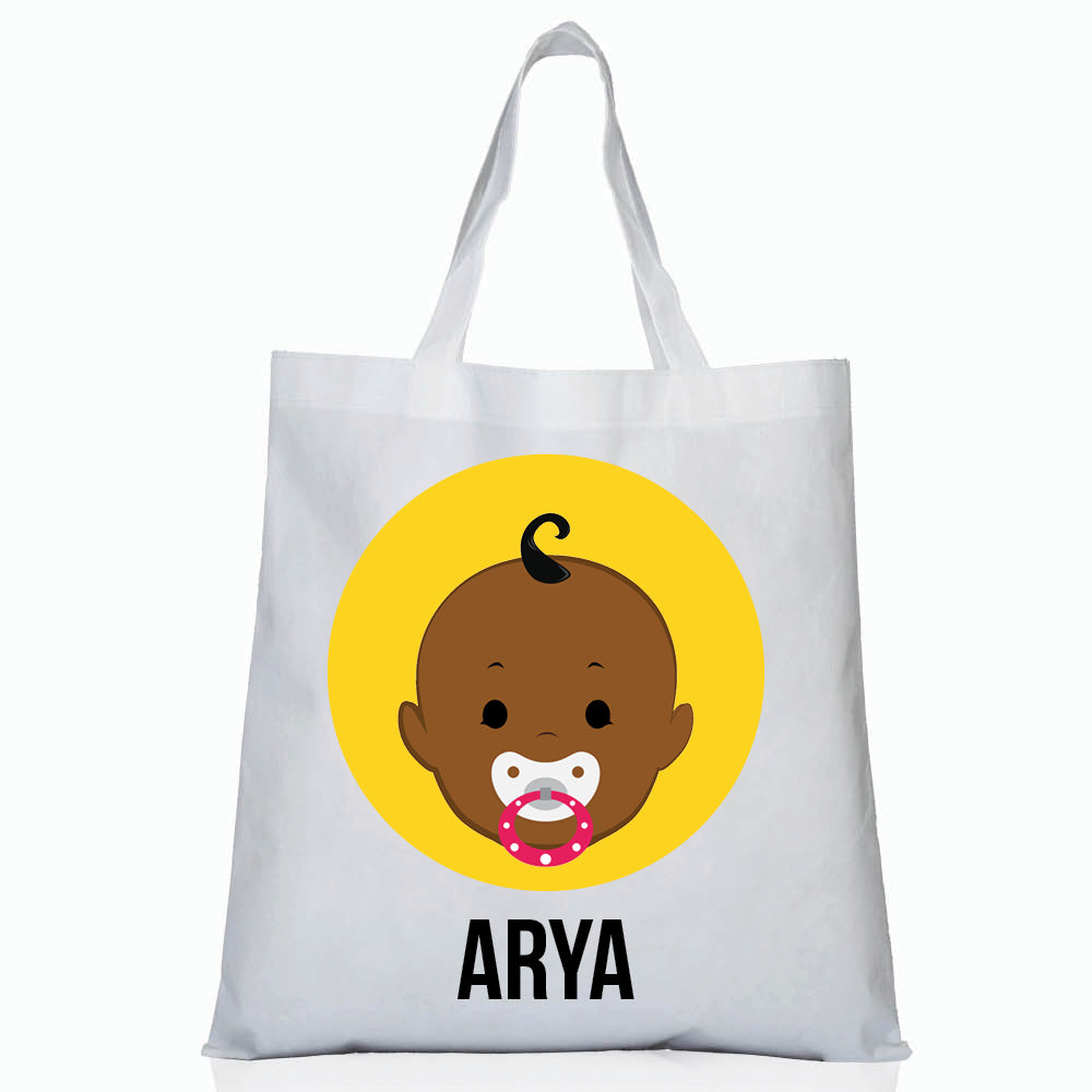 Personalized kids tote bag – personalised baby face with custom name | myartworkplate.com